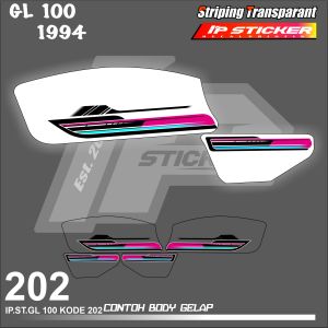 GL 100 TAHUN 1994(COD) STIKER STRIPING MOTOR HONDA GL 100 TAHUN 1994- STIKER LIST SIMPLE WARNA VARIASI DESAIN RACING HOLOGRAM DAN TRANSPARAN BISA COD IP PROJECT.KODE 202