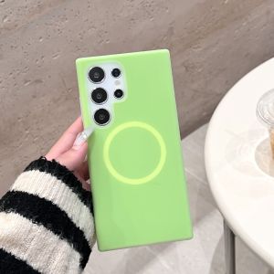 Soft Jelly Liquid Silicone Wireless Charging Magnetic Case For Samsung Galaxy S25 Ultra S24 S26 Fleece Camera Protection Cover