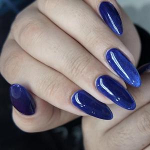 Press on Nail Almond Fake Nail with Glitters Design Cats Eye Glossy Stick on Nail Glues on Acrylic Nail for Womens