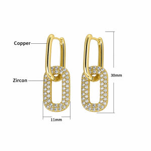 Gold Earrings For Women Trendy Simple Dainty 14K Gold Plated Paperclip Square Chain Link Dangle Hoops Earrings Pin Stud Huggie Earrings Lightweight Hypoallergenic Minimalist Aesthetic Gold Jewelry For Christmas Gifts