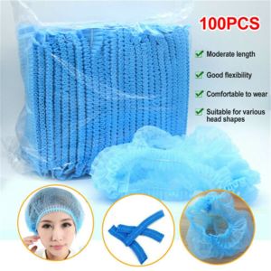 100Pcs Shower Cap Disposable Head Cap Medical Non Woven Cap/Surgical Cap/Bouffant Cap/Hair Cap