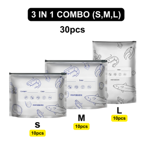 HOMEKING | 10pcs Aluminum Foil Fresh-keeping Bags with Zipper Lock Airtight Food Saver for Veggies/Fruit/Meat Large Capacity Food Fresh-keeping Bag Reusable Zip Lock Bag
