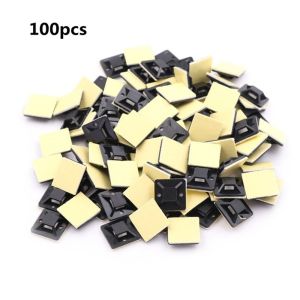 COUPLECOL 100 chiếc 20x20mm Gắn kết Xe ô tô Giá đỡ tường Cơ sở Zip Tie Chủ cáp Có thể tháo rời Đế cáp tự dính