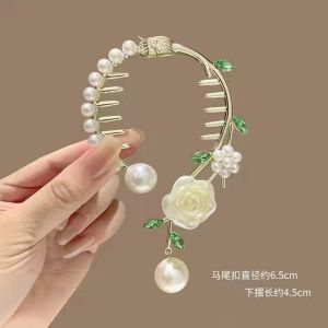 good 999 18K gold plate Fashion temperament cross Angel Wings Flower Hair Clip J036