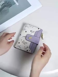 SeaGloca Fashion Niche Classic Print Floral Zipper Bifold Short Wallet For Woman No 1845