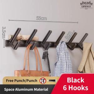 [SG Seller]Space Aluminum Kitchen Bathroom Clothes Hook Storage Rack wall-mounted bathroom door rear rack
