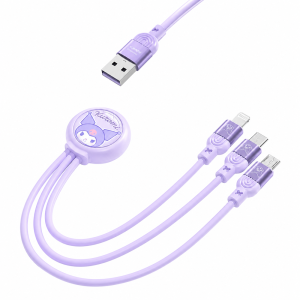 Sanrio My Melody PVC Copper Core 3-in-1 Charging Cable Fast Charging Multi Device SJ-726 AQ1