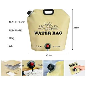 Ecily bình đựng nước có thể gập lại di động 8/12L Túi nước bình nước cắm trại 281oz có tay cầm vòi nước có thể gập lại nhẹ để đi bộ đường dài Du Lịch Dã Ngoại BBQ biển khẩn cấp RV
