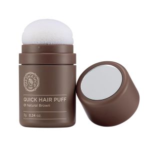 The Face Quick Hair Puff - Natural Brown - Root Touch Up Hair Color Hairline Powder Conceals Hair Loss Hair per for Women & Men - Hair Fibers for Thinning Hair Root Cover Up Gray Concealer