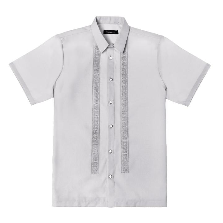 Exclusive Mens Full Open Polo Barong in Gray Lazada PH