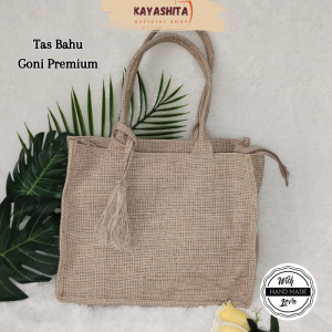Tas Bahu Goni Tote Bag Goni Polos Warna Krem