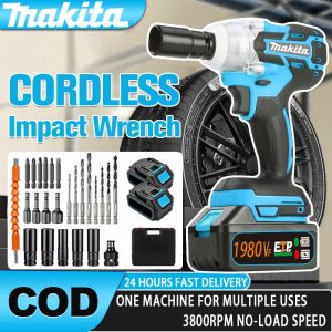 Makita 1980VF/1280VF Electric Impact Wrench Cordless Brushless Ratchet Driver With 2 Batteries