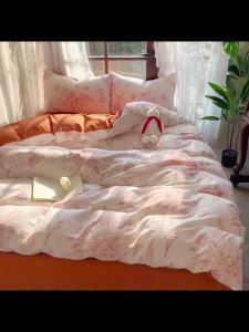 A Class ins Mother and Baby Xiaozhu Cotton Aerobic Jacquard Four-Piece Set Double Layer Gauze Bed Sheet Quilt Cover Student Dormitory Three-Piece Set LZD