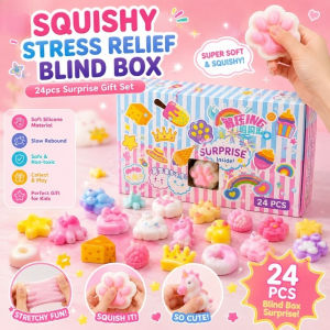 Squishy Toy Blind Box Set 24 Pcs Soft Silicone Slow Rebound Stress Relief Fidget Kids Reward