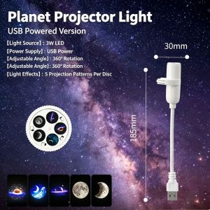 5 In1 Starry Sky Projector Lamp USB Night Light HD Smart Dynamic Holographic Light Projector Films Car Bedroom Atmosphere Light