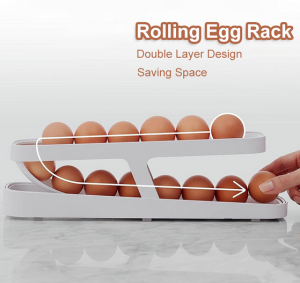 Tempat Penyimpanan Telur Kulkas Otomatis Storage Egg Rak Kotak Telur 2 Tingkat