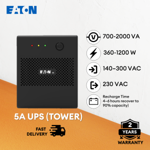EATON 5A UPS (Tower) Backup Battery & AVR 700VA-360W / 900VA-480W / 1200VA-650W / 1500VA-900W / 2200VA-1200W 2-Year Warranty