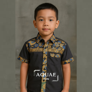 Kemeja Anak Laki Laki cowok usia 3-7 tahun motif batik warna Hitam