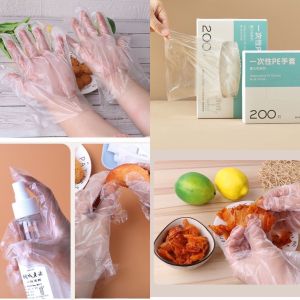 Hộp 200 găng tay nilon bao tay nilong rửa bát chén làm bếp đa năng dùng 1 lần dẻo siêu dai