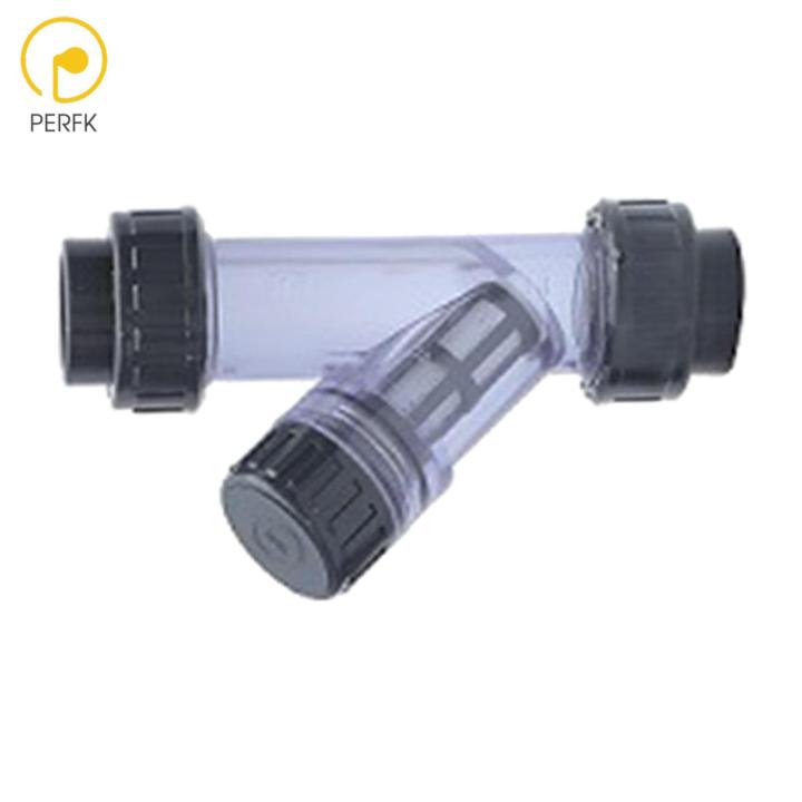 Perfk PVC Y Filter Strainer Aquarium Tank Filter Industrial Plumbing Y
