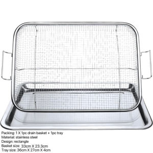 BINLU Air Fryer Basket Stainless Steel Crispy Fry Tray Oil Drain Rack for Fried Chicken Fries Oven Baking BBQ Cooling Rack Kitchen Cooking Accessories Manila Stock COD Fast Delivery Non Stick Easy Clean Reusable Healthy Cooking Basket