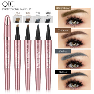 4 Fork Tip Liquid Eyebrow Pen Waterproof Long Lasting Microblading Tattoo Pen Natural Wild Eyebrow Makeup for Beginners