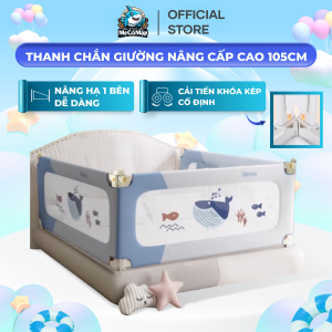 Thanh Chắn Giường Cho Bé Pakey Cải Tiến Khóa Kép Cố Định Thanh Chắn Giường Nâng Hạ 1 Bên 2 Bên Dễ Dàng Khung Cao 105cm
