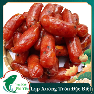 Lạp Xưởng Tròn Đặc Biệt-được chế biến từ nguồn thịt heo sạch với 80% là thịt heo nạc- Vựa Khô Phi Yến