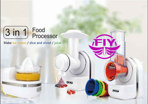 🍊Food processor 3in1เครื่องคั้นน้ำส้มไฟฟ้า คั้นน้ำส้มอัตโนมัติ ปั่น ice cream หั่นผัก รุ่น KJ3001 เครื่องคั้นน้ำผลไม้ สไลด์ผัก ซอยผัก ทำได้หลากหลาย