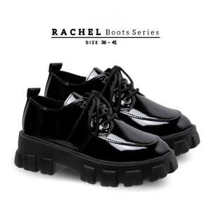 Docmart RACHEL Sepatu Wanita Boots Hitam Kulit Glossy & Matte Black