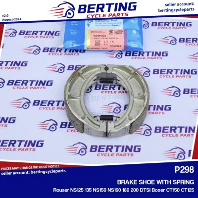 BRAKE SHOE WITH SPRING Rouser NS125 135 NS150 NS160 180 200 DTSI Boxer CT150 CT125 Genuine 30151105