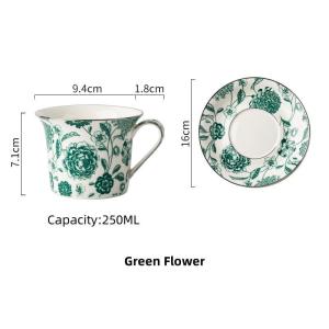 OMK European Luxury Style 250ML Coffee Cup & Saucer Set Bone China English afternoon teacup Ceramic Mug