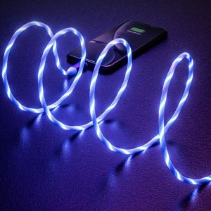 MIIQNUS Type C Charger 1PC Accessories Data Line LED USB C Wire Luminous Fast Charging LED light Glowing Cable Mobile Phone Charging Cables Charge Wire Type C Data Cord