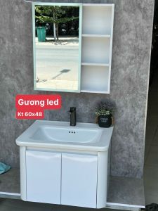 combo tủ gương led và  lavabo rửa mặt và tủ nhôm cao cấp độ bền cao và lavabo rửa mặt âm TỦ NHÔM 15 60cm hàng nhôm đặc