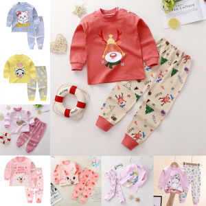 🎀[STOCK in Msia]🎀Baby Girl Kids Pajamas Long Sleeve 2Pcs/Set Cotton Children Pyjamas baju tidur baby girl