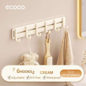 Ecoco Aluminum Alloy Sliding Hooks for Clothes Towels Hanging Rack Organizer Rows of 6/8/10 Hooks