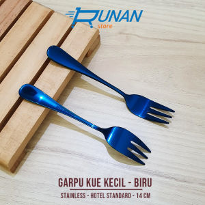 Garpu Kue Kecil Biru Stainless Hotel Cake Fork Dessert Garpu Korea