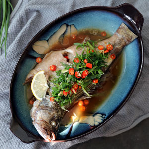 Omk Magnolia loạt thiết kế gốm hình bầu dục fsh tấm Đĩa sâu đĩa ăn salad