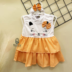 P-011 Dress Bayi terbaru motif animal (0-6 bulan) + BANDANA
