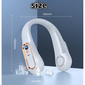 New Portable Mini Hanging Neck Fan Bladeless Neckband Fan Digital Display Power Air Cooler USB Rechargeable Electric Fans Power 5 Gear