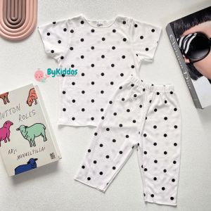 ByKiddos – Baju Tidur Anak Lokal / Setelan Piyama Musim Panas Anak Perempuan / Set Celana Pendek dan Lengan Pendek / Baju santai Anak