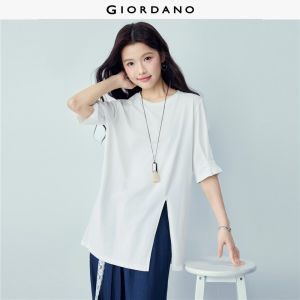 Giordano Beau Monde Women T-Shirt 100% Cotton Knit Round Neck Relaxed Slight Stretch Free Shipping 13326254