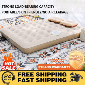 Queen & Single Air Mattress with Built-in Pump & Air Pillow Upgraded Inflatable Bed Puncture-Resistant & Strong Support Blow Up Mattress for Camping Home & Guests 650lbs Max Weight Capacity
