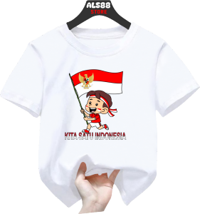 Baju kaos anak Merah Putih 17 AGUSTUS RI bahan katun size S-XXL (1-10TH) - Atasan anak laki-laki dan perempuan