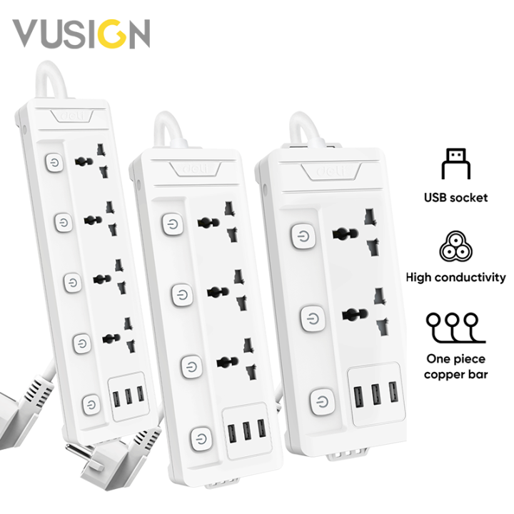 Vusign Multifunctional Power Strip Socket USB 4 Gang Outlet 2M Power