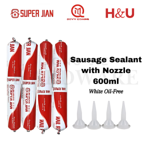 Super Jian Sausage Sealant with Nozzle 600ml White Oil-Free Super Jian Dovv Comming Tube Sealant with Nozzle 300ml Kitchen & Bathroom White Clear Bead