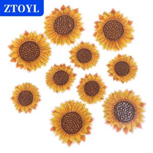 [COD] ZTOYL 5pcs ทานตะวันเย็บบน เหล็กบนแพทช์ปัก DIY หัตถกรรมเสื้อผ้า applique