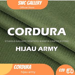 Kain Cordura Waterproof Motif 1000 Tebal Tebal Meteran Nylon Kain Bahan Tas Dan Tenda Anti Air Hujan Dan Debu Tebal warna hijau army