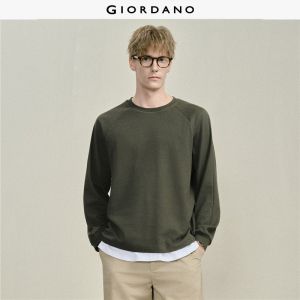 Giordano Men Twill crewneck raglan sleeve sweatshirt Free Shipping 18026813