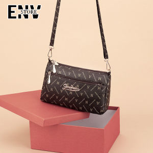 JIVIVIL กระเป๋าสะพายผู้หญิง PU เกรดสูง สะพายข้างผญกระเป๋าสะพายแฟชั่น พิมพ์วินเทจ ความจุสูงใบเลกระเป๋าใส่มือถือ ใส่เหรียญ กระเป๋าสะพายผ